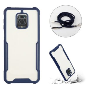 Θήκη Xiaomi Redmi Note 9S / 9 Pro / 9 Pro Max Μπλε με Λουράκι Acrylic + Color TPU Shockproof Case with Neck Lanyard Dark Blue