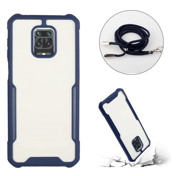 Θήκη Xiaomi Redmi Note 9S / 9 Pro / 9 Pro Max Μπλε με Λουράκι Acrylic + Color TPU Shockproof Case with Neck Lanyard Dark Blue