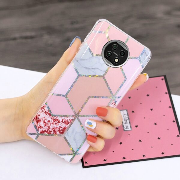 Θήκη Xiaomi Redmi Note 9T Σιλικόνης Ρόμβους Electroplating TPU Protective Case Pink Pink Rhombus