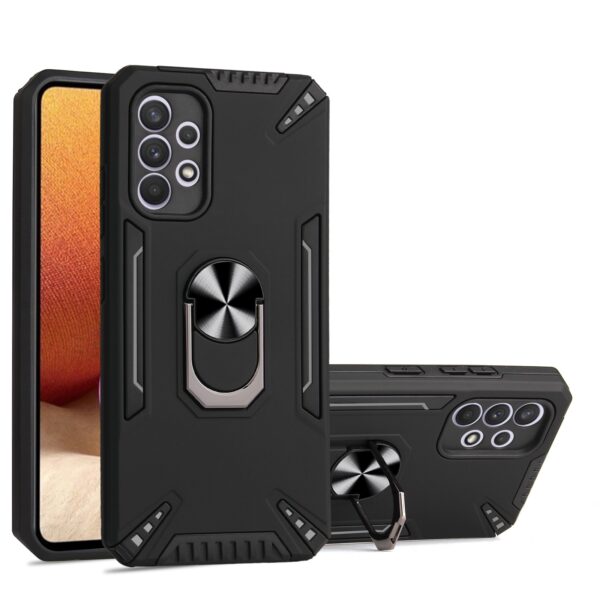 Θήκη Samsung Galaxy A32 4G Μαύρη Με Σταντ PC + TPU Protective Case with Ring Holder Black