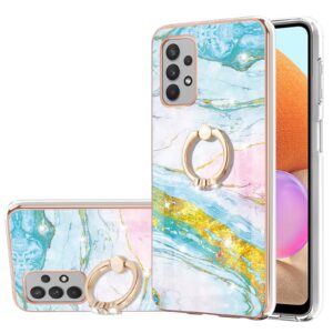 Θήκη Samsung Galaxy A32 4G Σιλικόνης Μάρμαρο Electroplating Pattern Case with Ring Holder Green