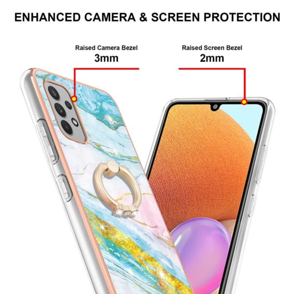 Θήκη Samsung Galaxy A32 4G Σιλικόνης Μάρμαρο Electroplating Pattern Case with Ring Holder Green