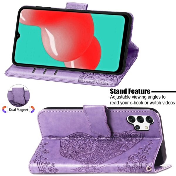 Θήκη Samsung Galaxy A32 4G Βιβλίο Απαλό Μωβ Πεταλούδα Butterfly Love Flower Embossed Horizontal Flip Case Light Purple