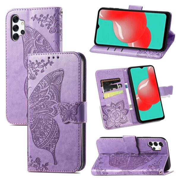 Θήκη Samsung Galaxy A32 4G Βιβλίο Απαλό Μωβ Πεταλούδα Butterfly Love Flower Embossed Horizontal Flip Case Light Purple