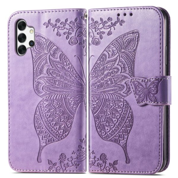 Θήκη Samsung Galaxy A32 4G Βιβλίο Απαλό Μωβ Πεταλούδα Butterfly Love Flower Embossed Horizontal Flip Case Light Purple