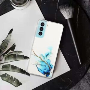 Samsung Galaxy A72 4G / A72 5G Θήκη Σιλικόνης Μάρμαρο Μπλε Hollow Marble Pattern TPU Precise Hole Protective Case Blue