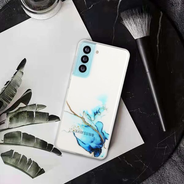 Samsung Galaxy A72 4G / A72 5G Θήκη Σιλικόνης Μάρμαρο Μπλε Hollow Marble Pattern TPU Precise Hole Protective Case Blue