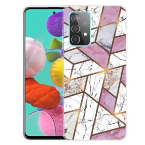 Samsung Galaxy A72 4G / A72 5G Θήκη Σιλικόνης Μάρμαρο Marble Shockproof TPU Protective Case Rhombus White Purple