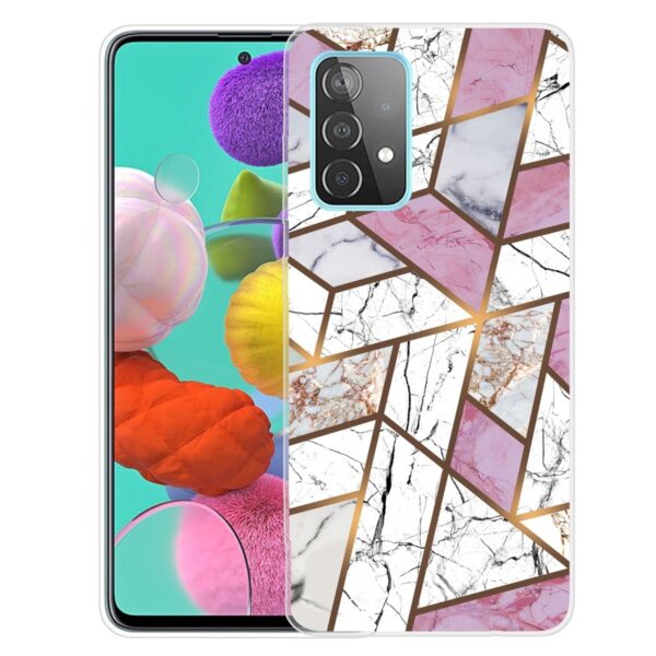 Samsung Galaxy A72 4G / A72 5G Θήκη Σιλικόνης Μάρμαρο Marble Shockproof TPU Protective Case Rhombus White Purple