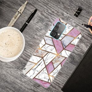 Samsung Galaxy A72 4G / A72 5G Θήκη Σιλικόνης Μάρμαρο Marble Shockproof TPU Protective Case Rhombus White Purple