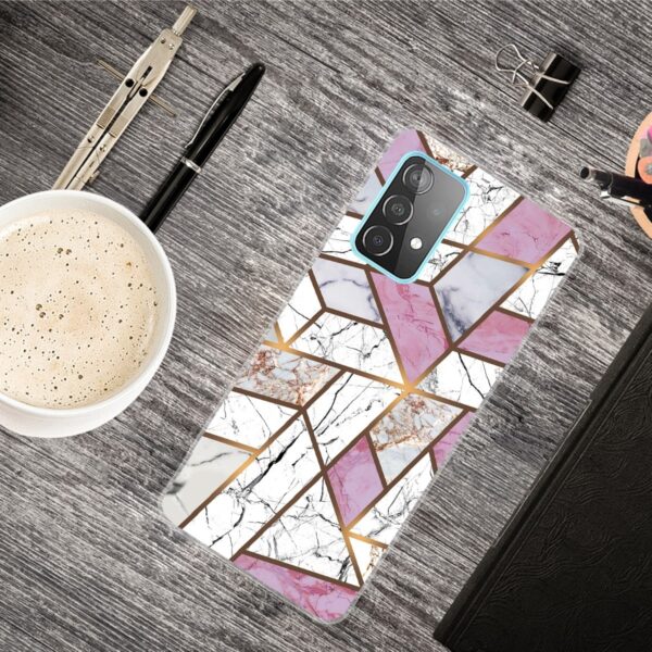 Samsung Galaxy A72 4G / A72 5G Θήκη Σιλικόνης Μάρμαρο Marble Shockproof TPU Protective Case Rhombus White Purple