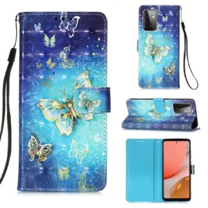Samsung Galaxy A72 4G / A72 5G Θήκη Βιβλίο Χρυσή Πεταλούδα 3D Painting Horizontal Flip Case Golden Butterfly