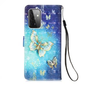 Samsung Galaxy A72 4G / A72 5G Θήκη Βιβλίο Χρυσή Πεταλούδα 3D Painting Horizontal Flip Case Golden Butterfly