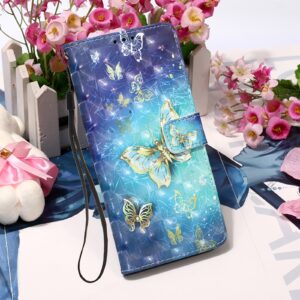Samsung Galaxy A72 4G / A72 5G Θήκη Βιβλίο Χρυσή Πεταλούδα 3D Painting Horizontal Flip Case Golden Butterfly