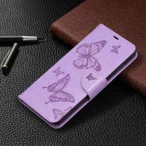 Samsung Galaxy A72 4G / A72 5G Θήκη Βιβλίο Μωβ Πεταλούδες Two Butterflies Embossing Pattern Horizontal Flip Case Purple