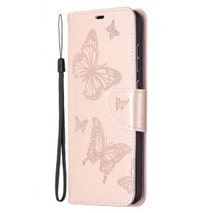 Samsung Galaxy A72 4G / A72 5G Θήκη Βιβλίο Ροζ-Χρυσό Πεταλούδες Two Butterflies Embossing Pattern Horizontal Flip Case Rose Gold