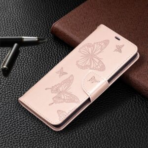 Samsung Galaxy A72 4G / A72 5G Θήκη Βιβλίο Ροζ-Χρυσό Πεταλούδες Two Butterflies Embossing Pattern Horizontal Flip Case Rose Gold