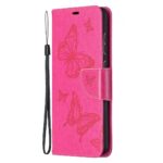 Samsung Galaxy A72 4G / A72 5G Θήκη Βιβλίο Φούξια Πεταλούδες Two Butterflies Embossing Pattern Horizontal Flip Case Fuchsia