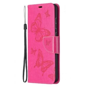 Samsung Galaxy A72 4G / A72 5G Θήκη Βιβλίο Φούξια Πεταλούδες Two Butterflies Embossing Pattern Horizontal Flip Case Fuchsia