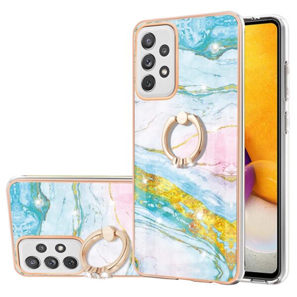 Samsung Galaxy A72 4G / A72 5G Θήκη Σιλικόνης Πράσινο Μάρμαρο Electroplating Marble Pattern Case with Ring Holder Green