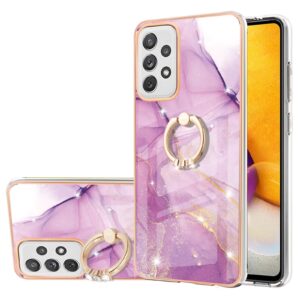 Θήκη Samsung Galaxy A72 4G / A72 5G Σιλικόνης Μωβ Μάρμαρο Electroplating Marble Pattern Case with Ring Holder Purple
