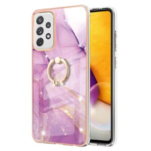 Θήκη Samsung Galaxy A72 4G / A72 5G Σιλικόνης Μωβ Μάρμαρο Electroplating Marble Pattern Case with Ring Holder Purple