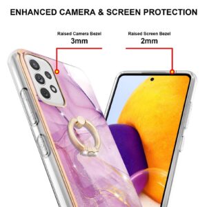 Θήκη Samsung Galaxy A72 4G / A72 5G Σιλικόνης Μωβ Μάρμαρο Electroplating Marble Pattern Case with Ring Holder Purple