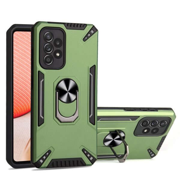 Samsung Galaxy A72 4G / A72 5G Θήκη Πράσινη Με Σταντ PC + TPU Protective Case with Ring Holder Dark Green