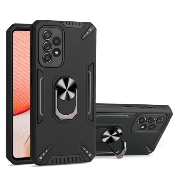 Samsung Galaxy A72 4G / A72 5G Θήκη Μαύρη Με Σταντ PC + TPU Protective Case with Ring Holder Black