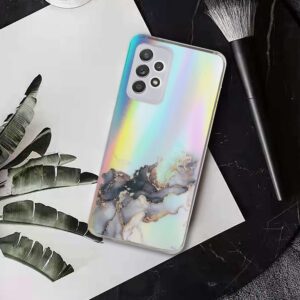 Samsung Galaxy A72 4G / A72 5G Θήκη Σιλικόνης Μάρμαρο Laser Marble Pattern Clear TPU Shockproof Protective Case Black