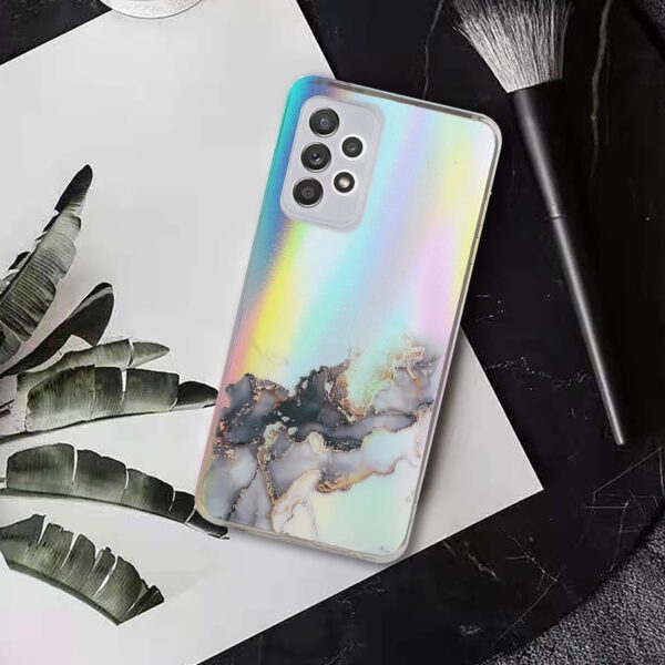 Samsung Galaxy A72 4G / A72 5G Θήκη Σιλικόνης Μάρμαρο Laser Marble Pattern Clear TPU Shockproof Protective Case Black
