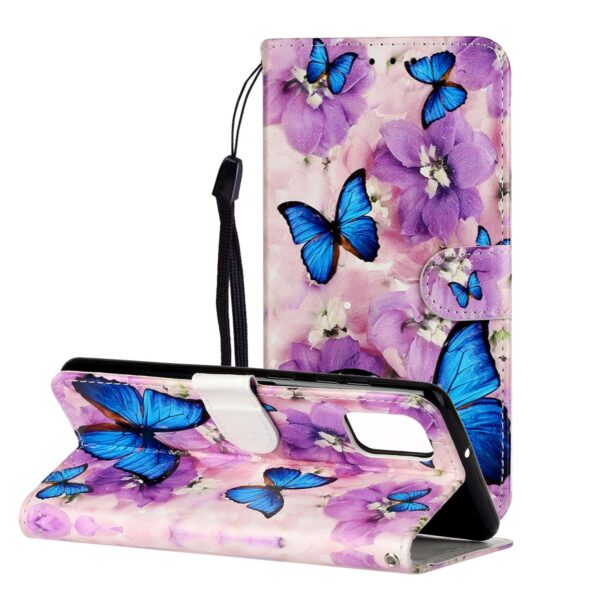 Samsung Galaxy A72 4G / A72 5G Θήκη Βιβλίο Coloured Drawing Pattern Horizontal Flip Case Purple Flower Butterfly