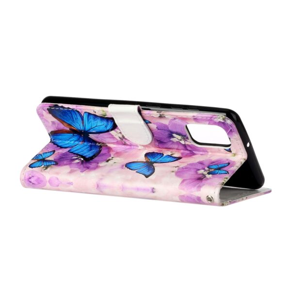 Samsung Galaxy A72 4G / A72 5G Θήκη Βιβλίο Coloured Drawing Pattern Horizontal Flip Case Purple Flower Butterfly