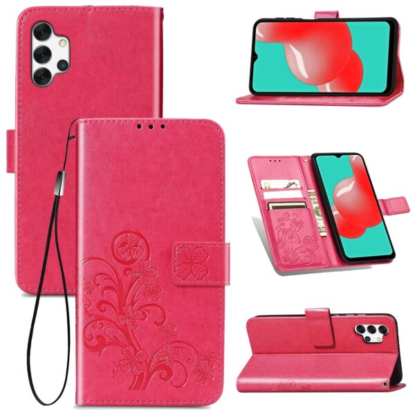 Θήκη Samsung Galaxy A32 4G Βιβλίο Φούξια Four-leaf Clasp Embossed Buckle PU Leather Case Fuchsia