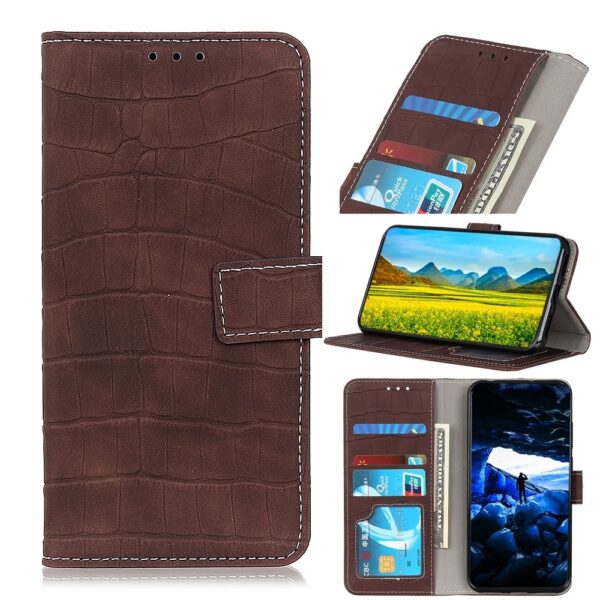 Θήκη Samsung Galaxy A22 4G / M32 4G Crocodile Βιβλίο Καφέ Texture Horizontal Flip Leather Case Brown