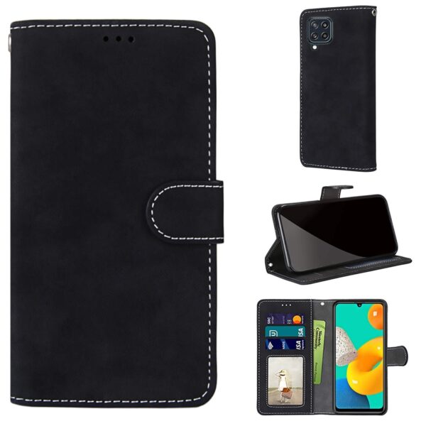 Θήκη Samsung Galaxy A22 4G / M32 4G Βιβλίο Μαύρο Retro Frosted Horizontal Flip PU Leather Case With Holder & Card Black