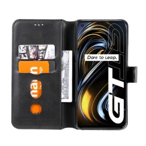 Θήκη Realme GT 5G Βιβλίο Μαύρο Classic Calf Texture Horizontal Flip PU Leather Case with Holder & Card Slots Black