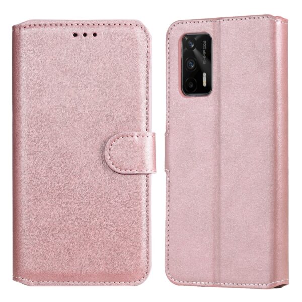 Θήκη Realme GT 5G Βιβλίο Ροζ - Χρυσό Classic Calf Texture Horizontal Flip PU Leather Case with Holder Rose - Gold