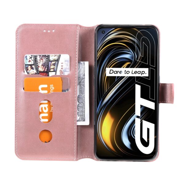 Θήκη Realme GT 5G Βιβλίο Ροζ - Χρυσό Classic Calf Texture Horizontal Flip PU Leather Case with Holder Rose - Gold