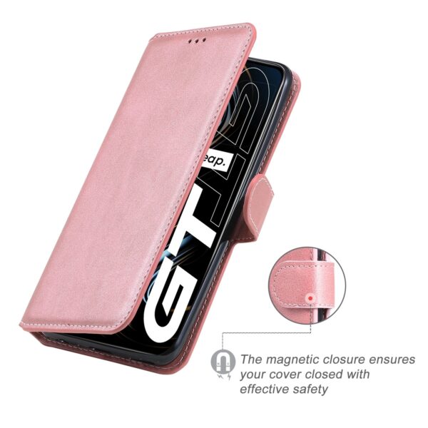 Θήκη Realme GT 5G Βιβλίο Ροζ - Χρυσό Classic Calf Texture Horizontal Flip PU Leather Case with Holder Rose - Gold