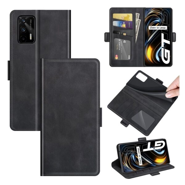 Θήκη Realme GT 5G Βιβλίο Μαύρο Dual-side Magnetic Buckle Wallet Stand Book Case Black