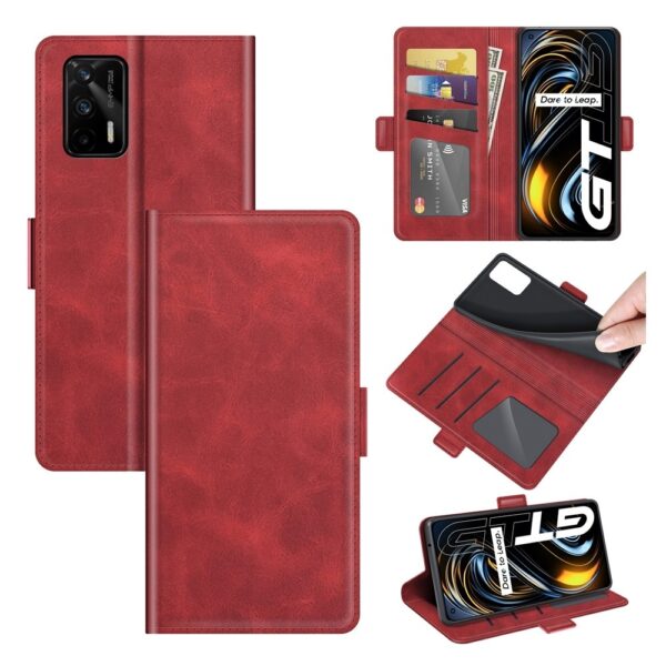 Θήκη Realme GT 5G Βιβλίο Κόκκινο Dual-side Magnetic Buckle Wallet Stand Book Case Red
