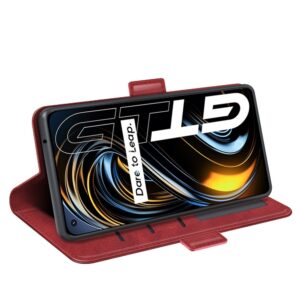 Θήκη Realme GT 5G Βιβλίο Κόκκινο Dual-side Magnetic Buckle Wallet Stand Book Case Red