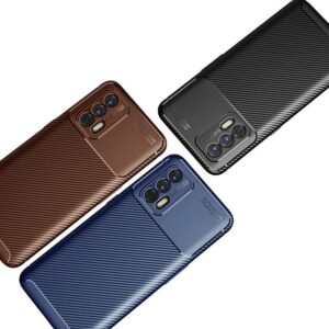Θήκη Realme GT 5G Σιλικόνης Μπλε Carbon Fiber Texture Shockproof TPU Case Blue