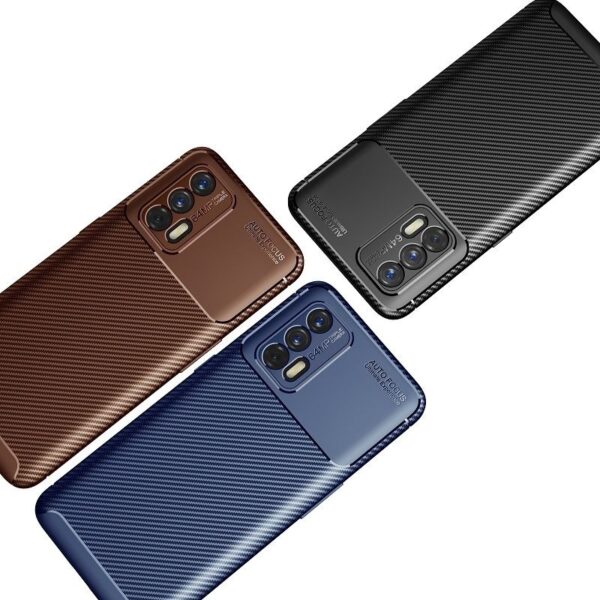 Θήκη Realme GT 5G Σιλικόνης Μπλε Carbon Fiber Texture Shockproof TPU Case Blue