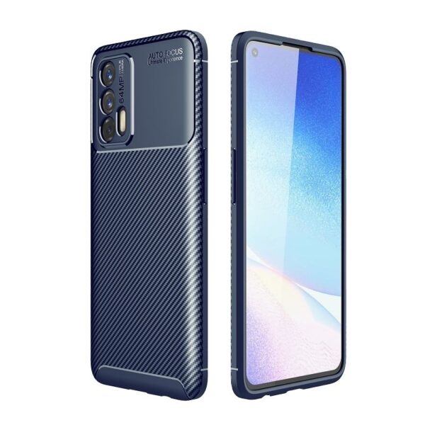 Θήκη Realme GT 5G Σιλικόνης Μπλε Carbon Fiber Texture Shockproof TPU Case Blue