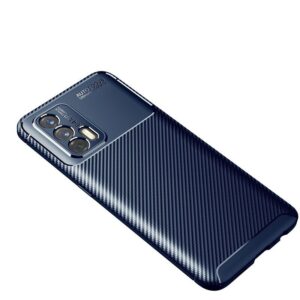 Θήκη Realme GT 5G Σιλικόνης Μπλε Carbon Fiber Texture Shockproof TPU Case Blue