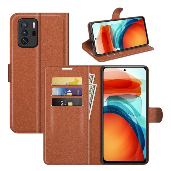 Xiaomi Poco X3 GT Θήκη Βιβλίο Καφέ Litchi Texture Horizontal Flip Case Brown