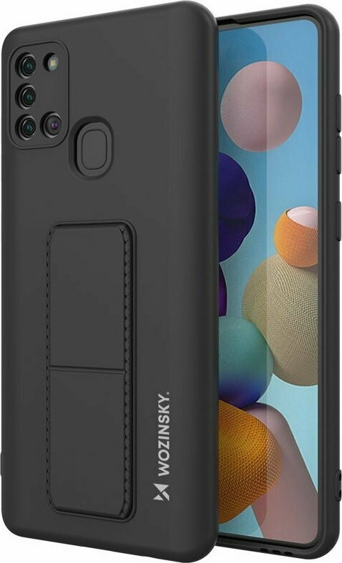 Θήκη Samsung Galaxy A21s Σιλικόνης Μαύρη Wozinsky Kickstand Case Flexible Silicone Cover With A Stand Black