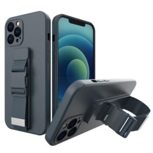 Forcell Samsung Galaxy A21s Rope Case with Lanyard Θήκη Σιλικόνης - Navy Blue